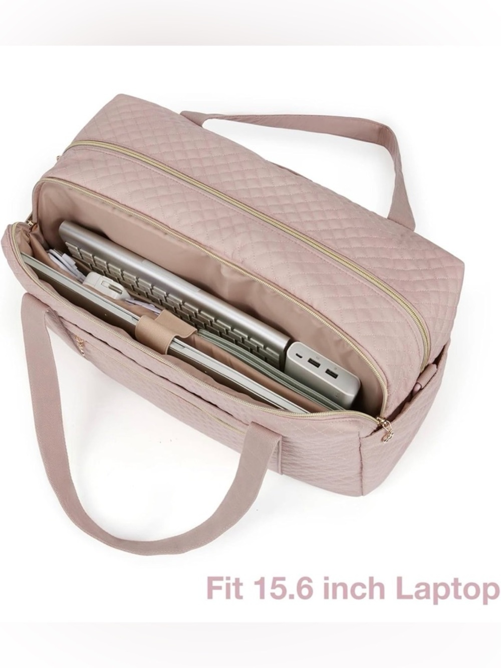 Bagsmart Blush Pink Quilted Weekender Bag - Picture 2 of 11